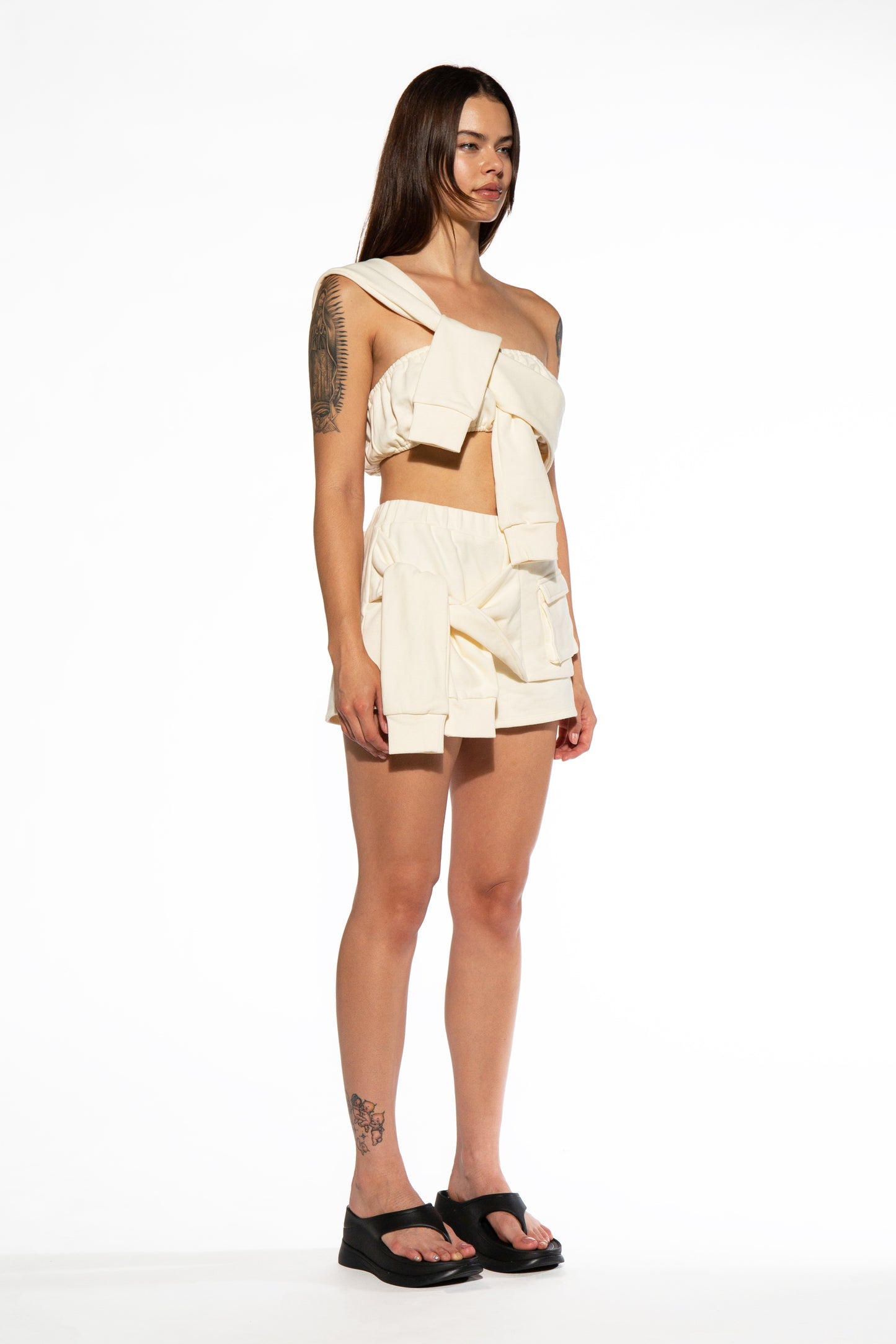 Tie Heavy Cotton Sweat Shorts