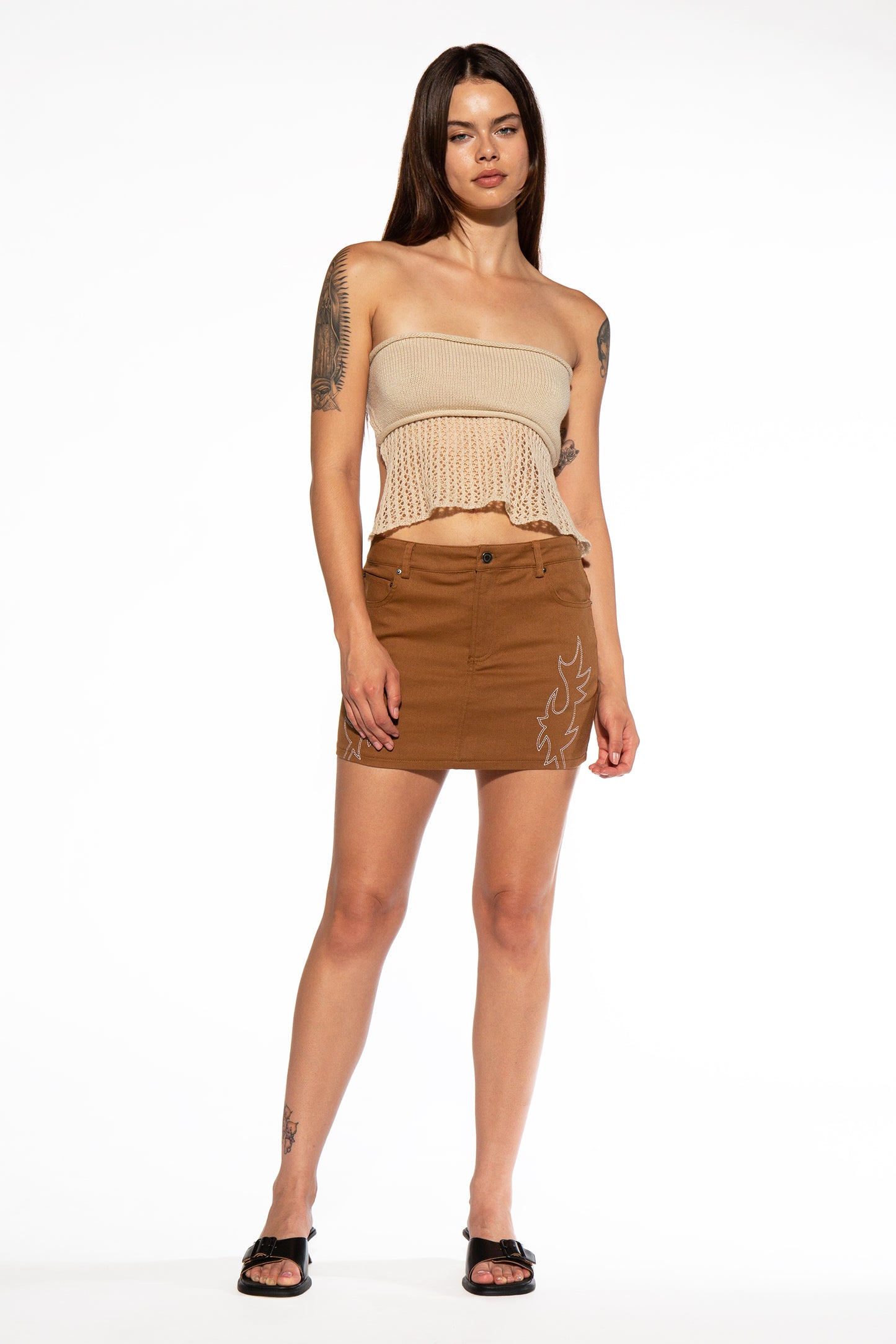 Western Embroidery Mini Skirt