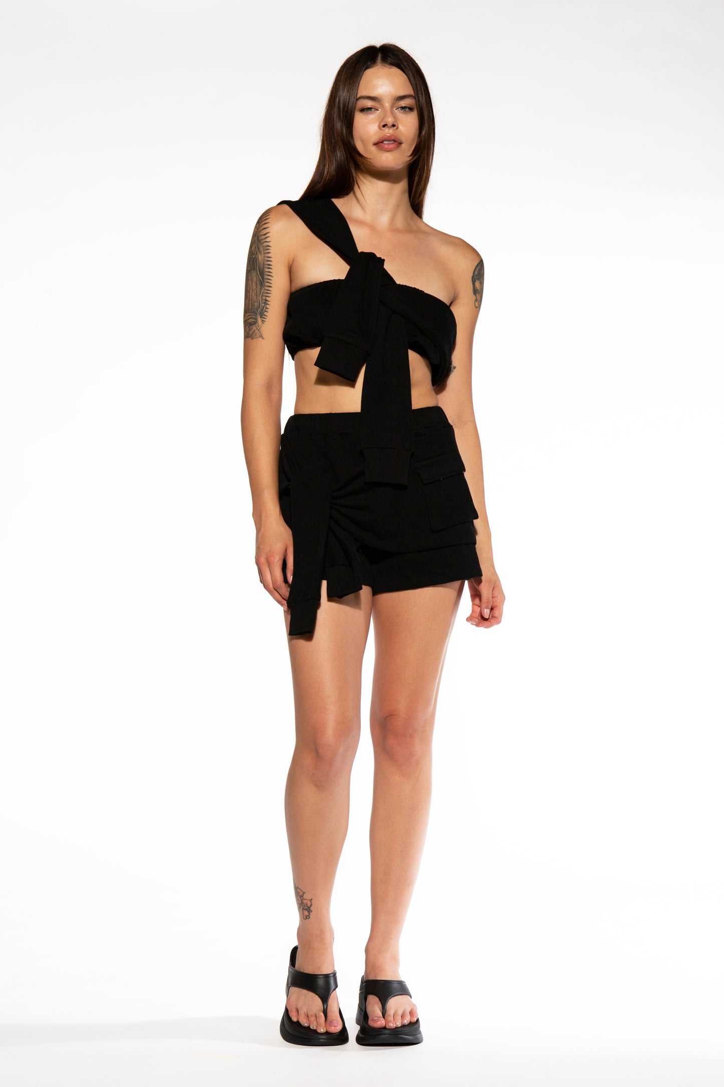 Tie Heavy Cotton Sweat Shorts