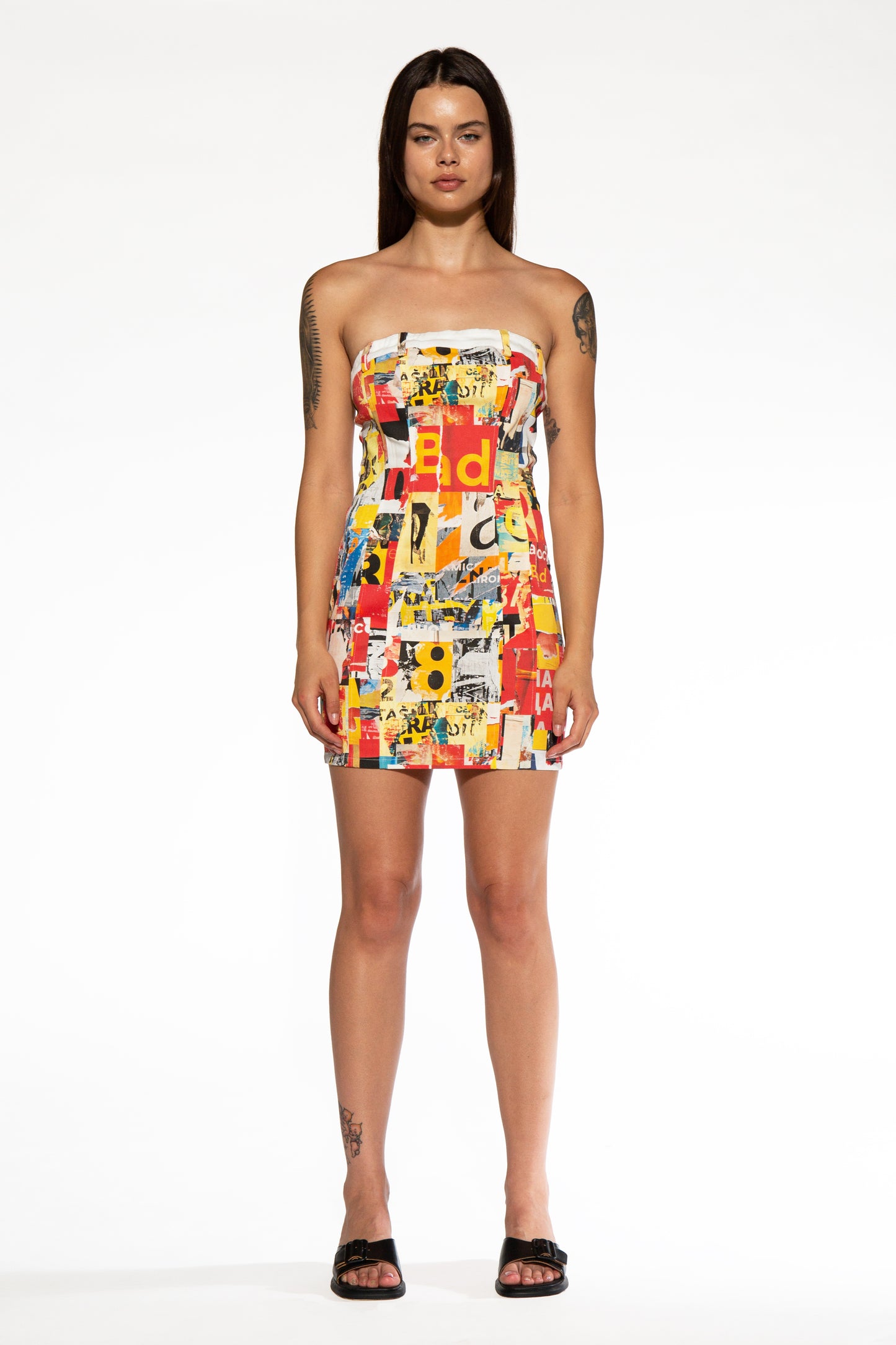 Color Printed Tube Mini Dress