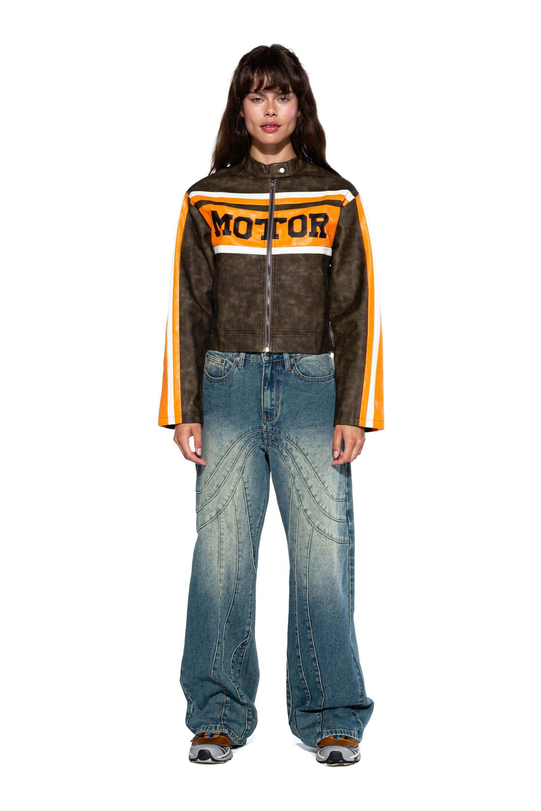 Bold Vintage Washed Faux Leather Moto Jacket