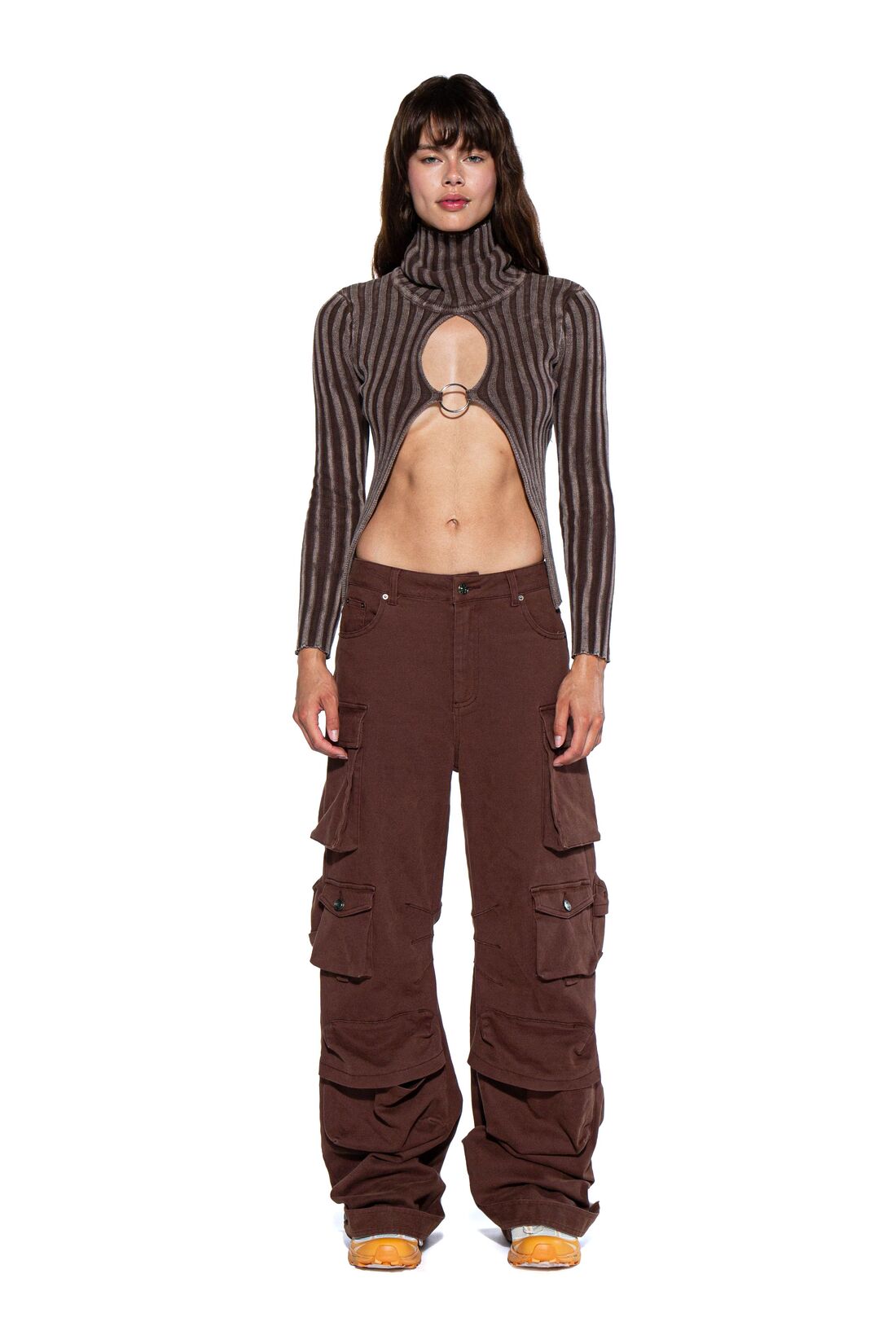 Mineral Washed Turtleneck Knit Sweater Top