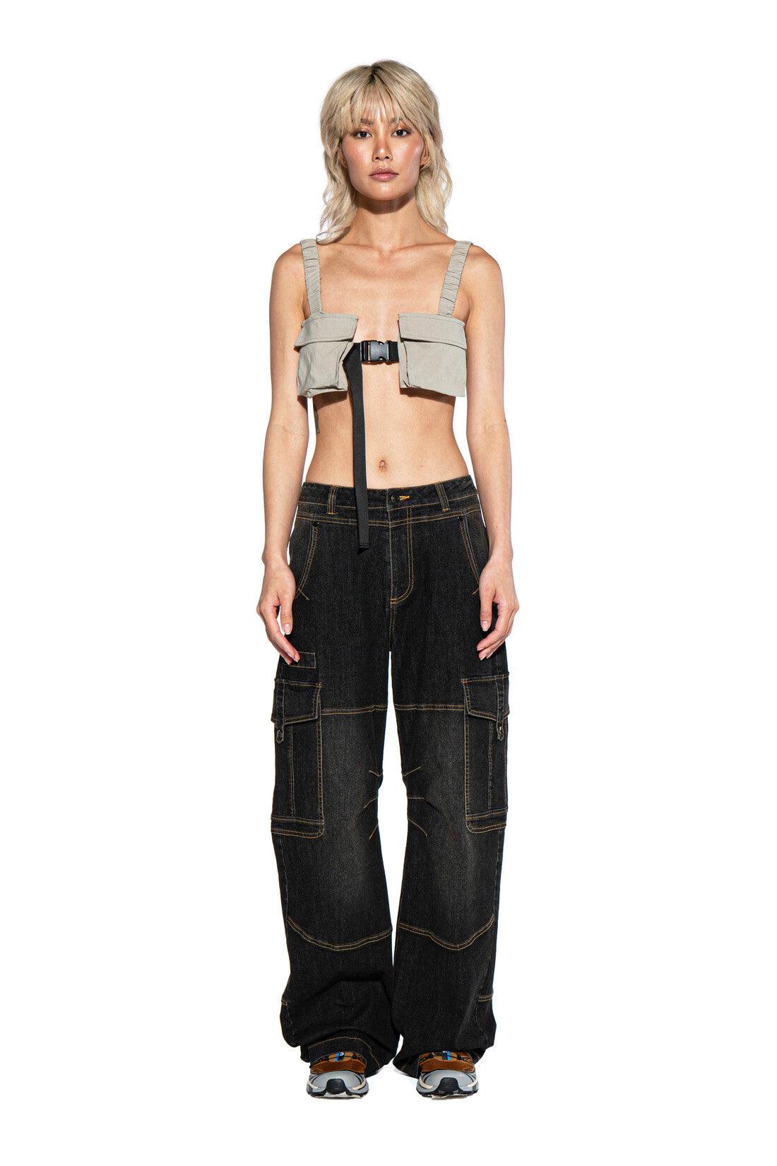 Buckle Belt Cargo Crop Top - Afterhour