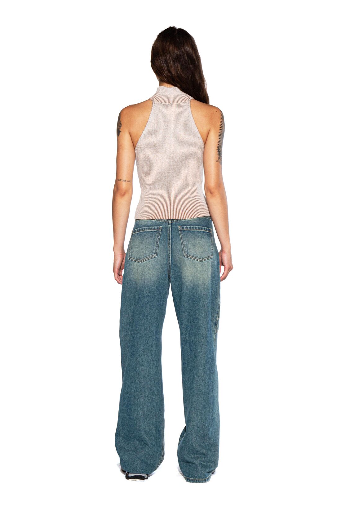 VINTAGE WASHED STITCH WORK BAGGY JEAN