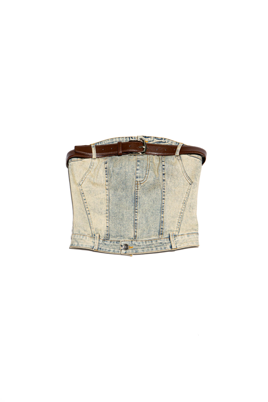 Vintage Washed Belted Denim Top