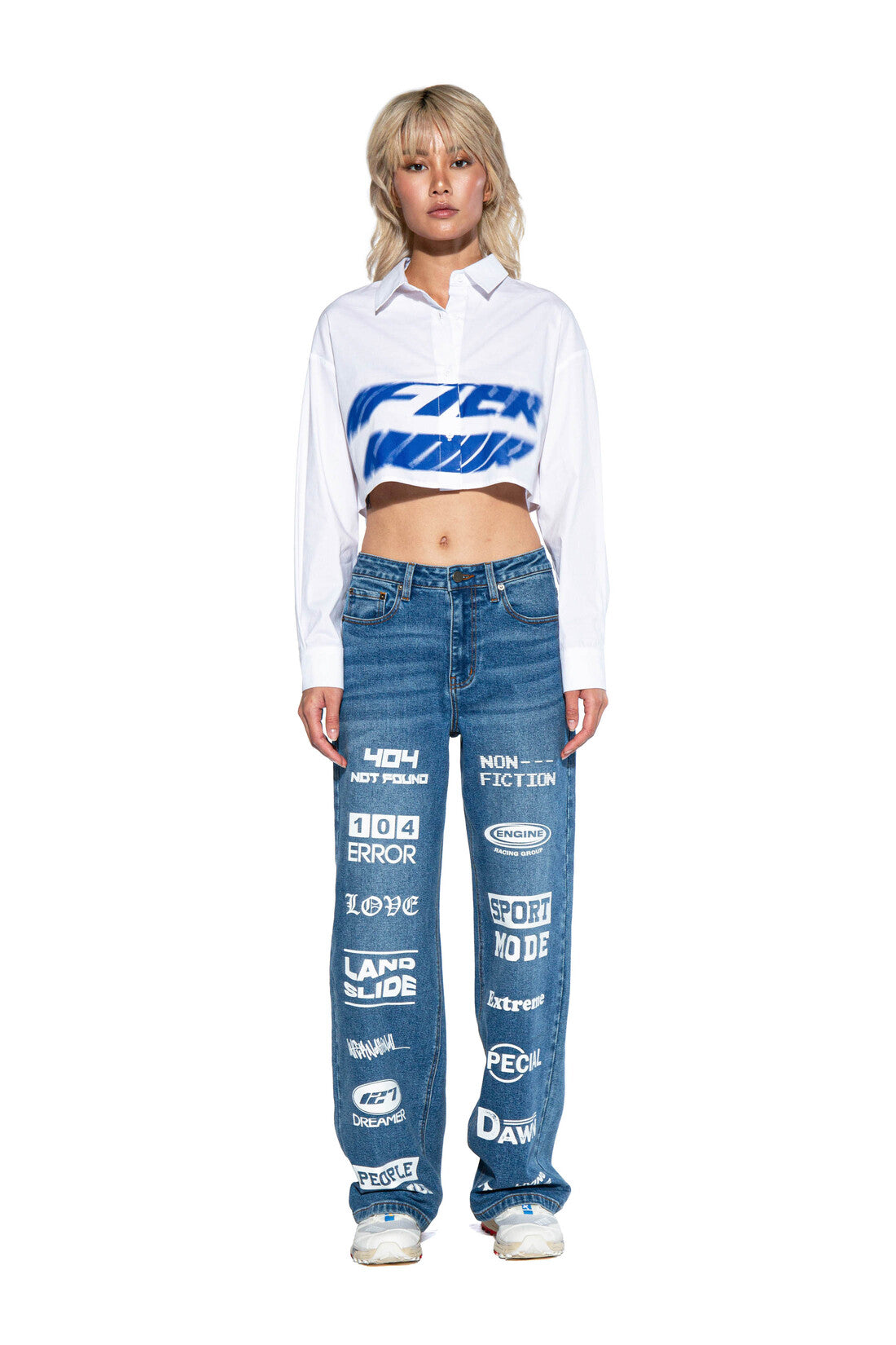 OVERSIZED AFTERHOUR COLLARED CROP SHIRT