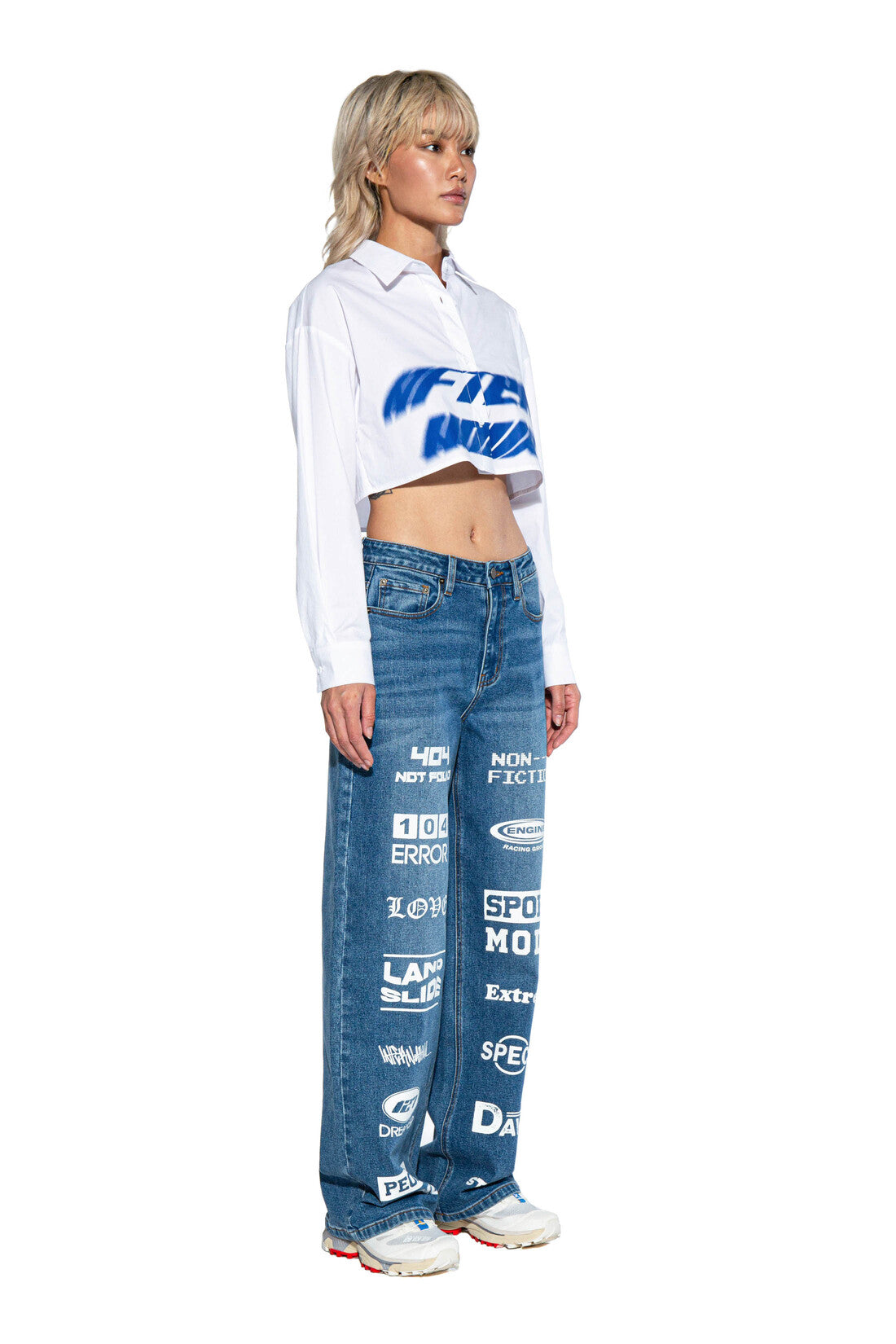 OVERSIZED AFTERHOUR COLLARED CROP SHIRT