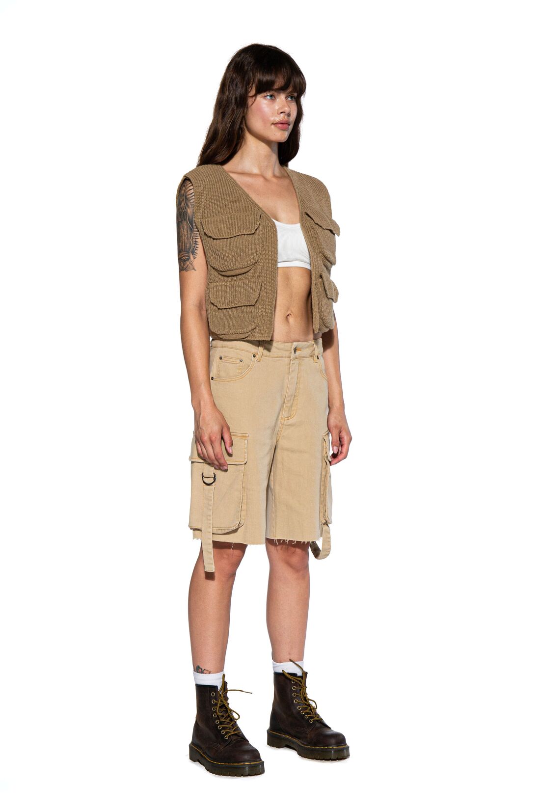 TWILL CARGO BAGGY SHORTS WITH STRAPS - Afterhour