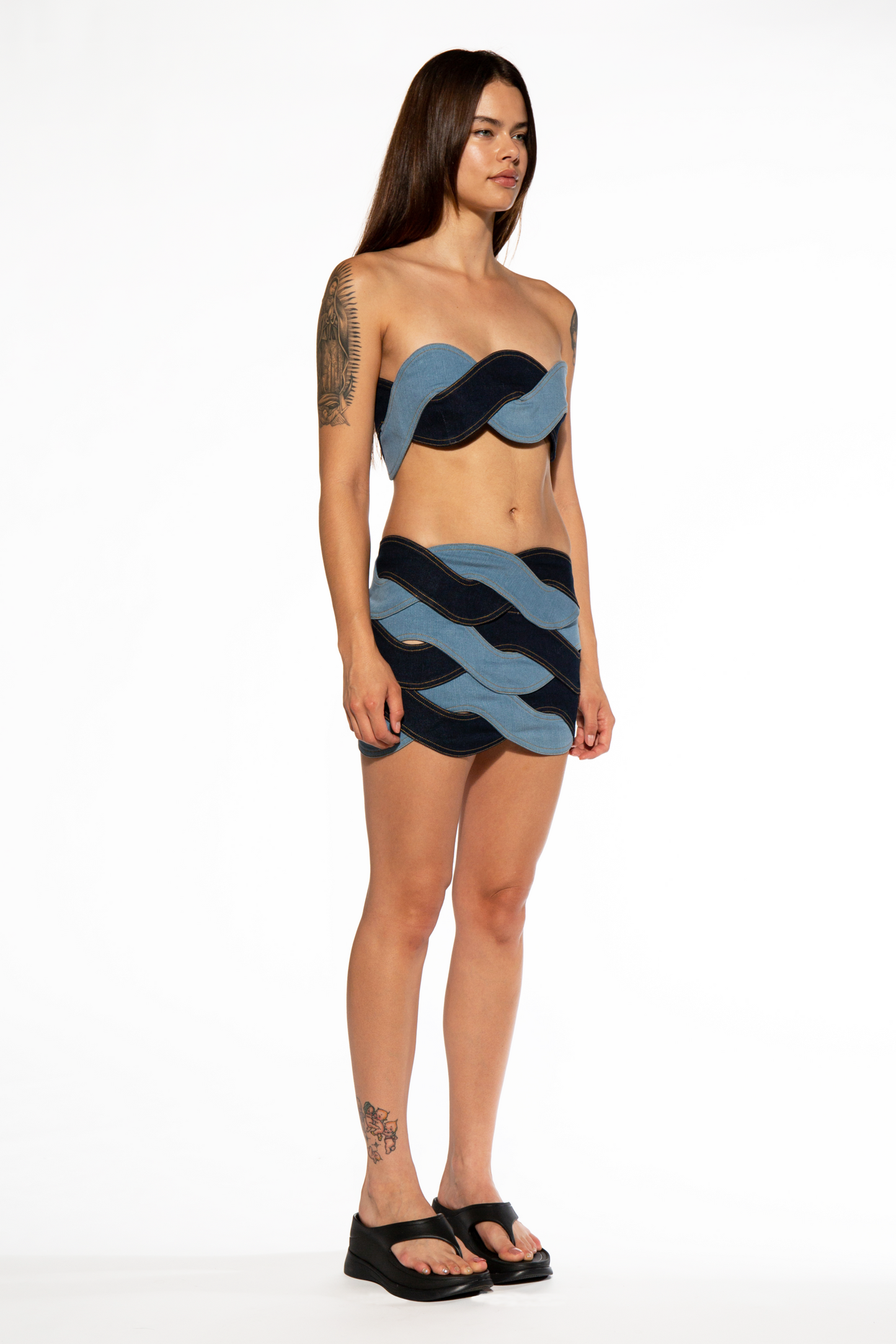 Denim Rope Top & Mini Skirt Set