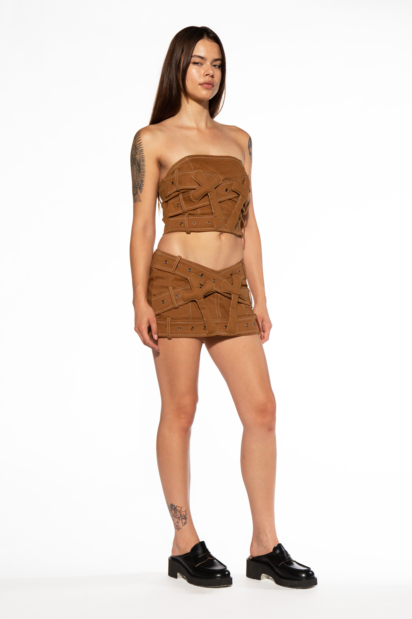 Cross Patch Tube Top and Skirt Set