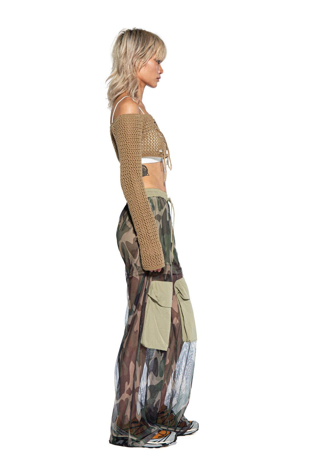 CAMOUFLAGE PRINTED MESH CARGO PANTS - Afterhour