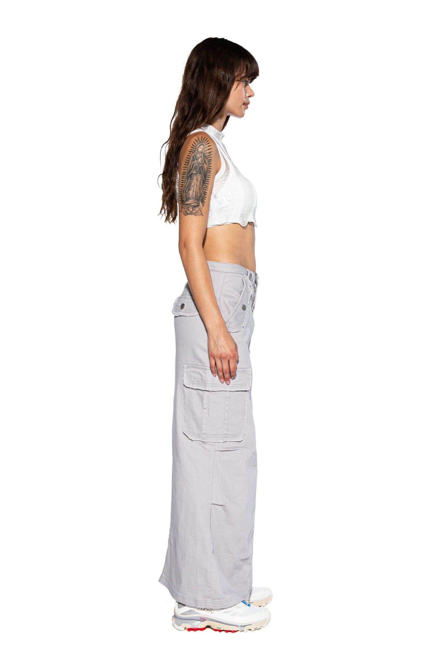 Twill Frayed Edge Maxi Skirt - Afterhour