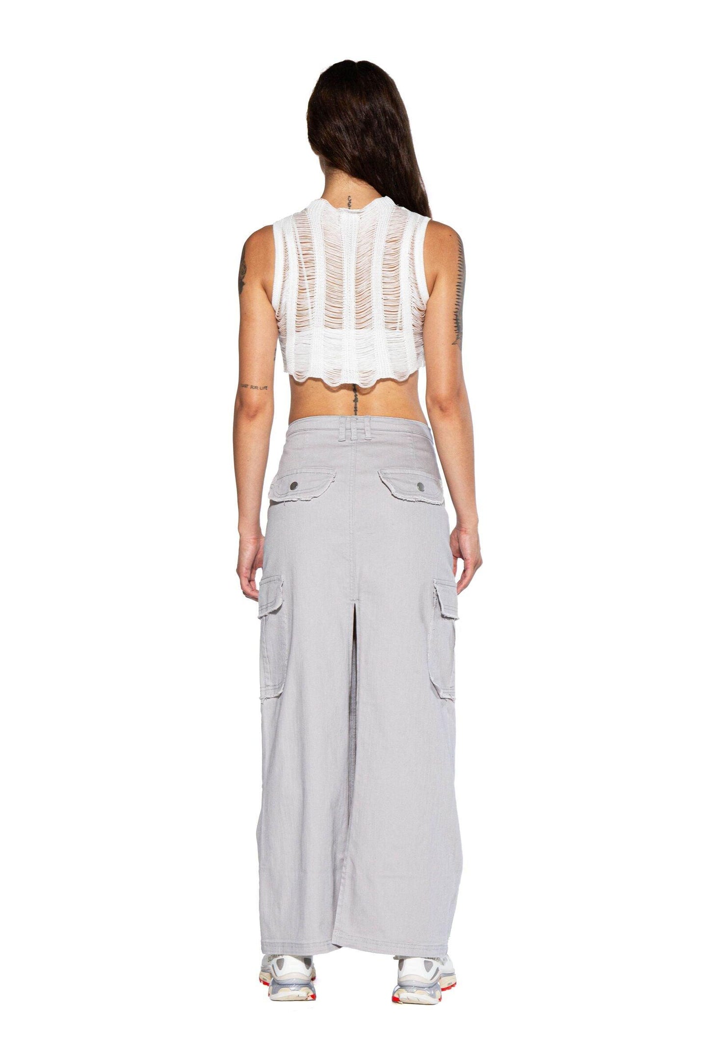 Twill Frayed Edge Maxi Skirt - Afterhour