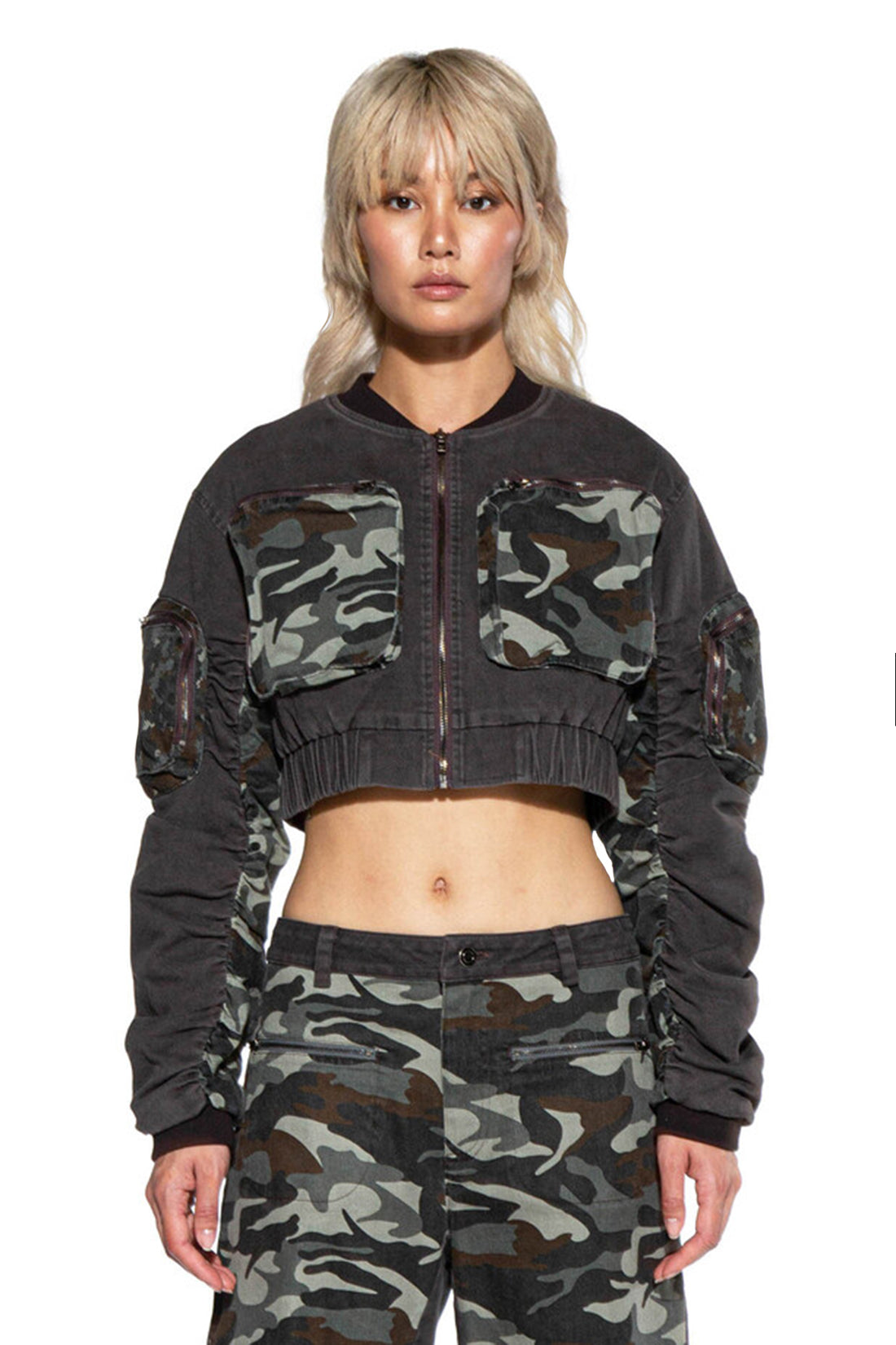 CAMO PATCH CARGO BOMBER JACKET
