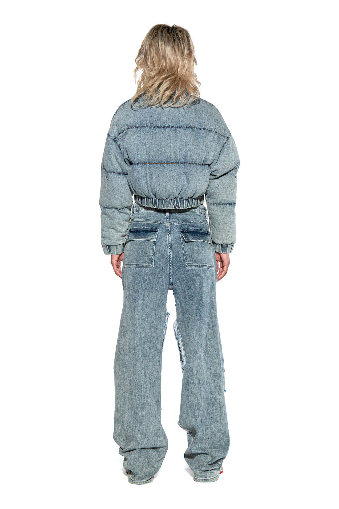 Denim Puffer Cargo Jacket