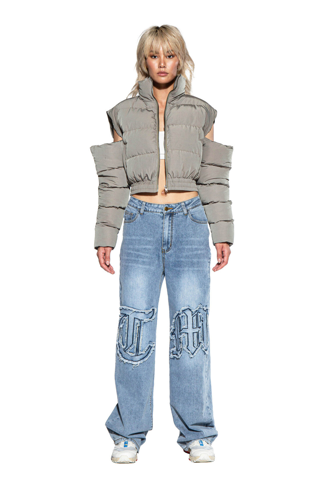 CUT OFF SHOULDER PUFFER JACKET