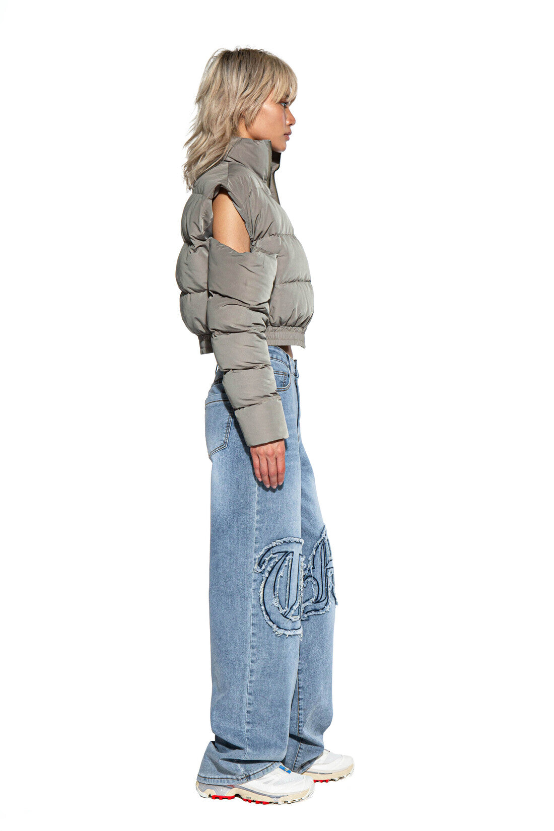 CUT OFF SHOULDER PUFFER JACKET