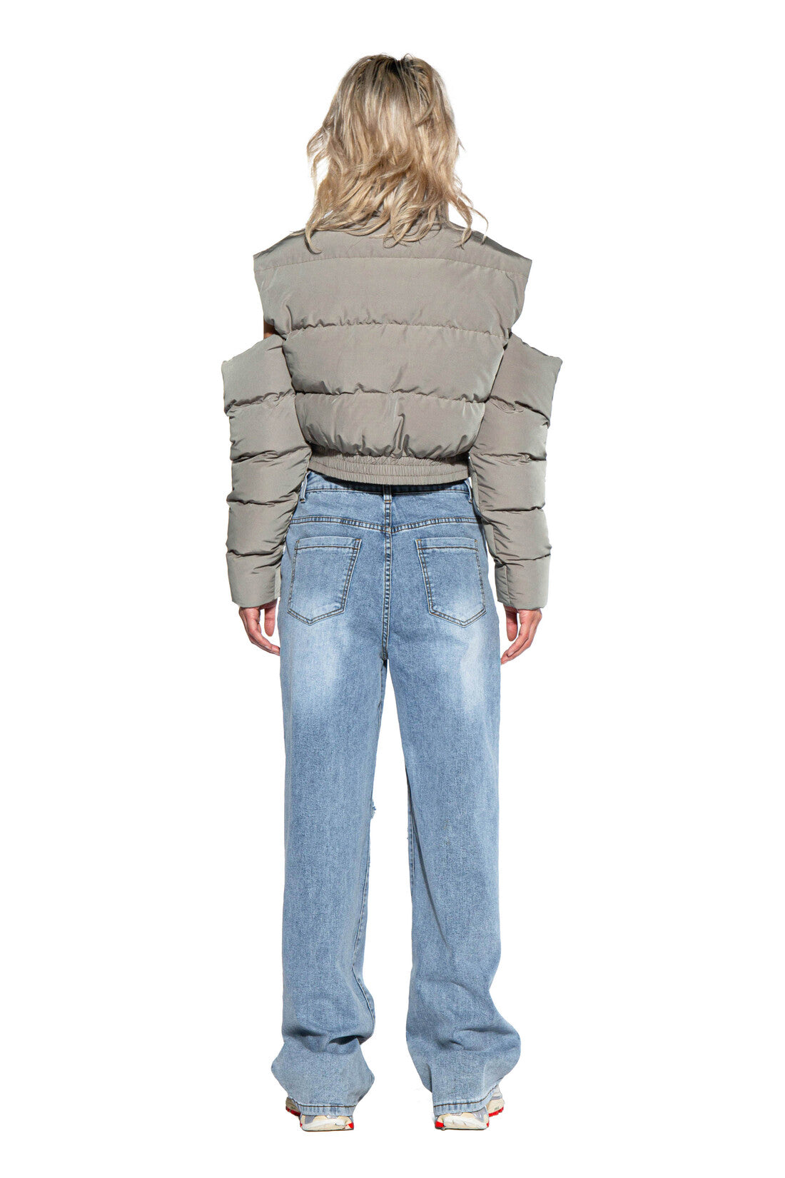 CUT OFF SHOULDER PUFFER JACKET