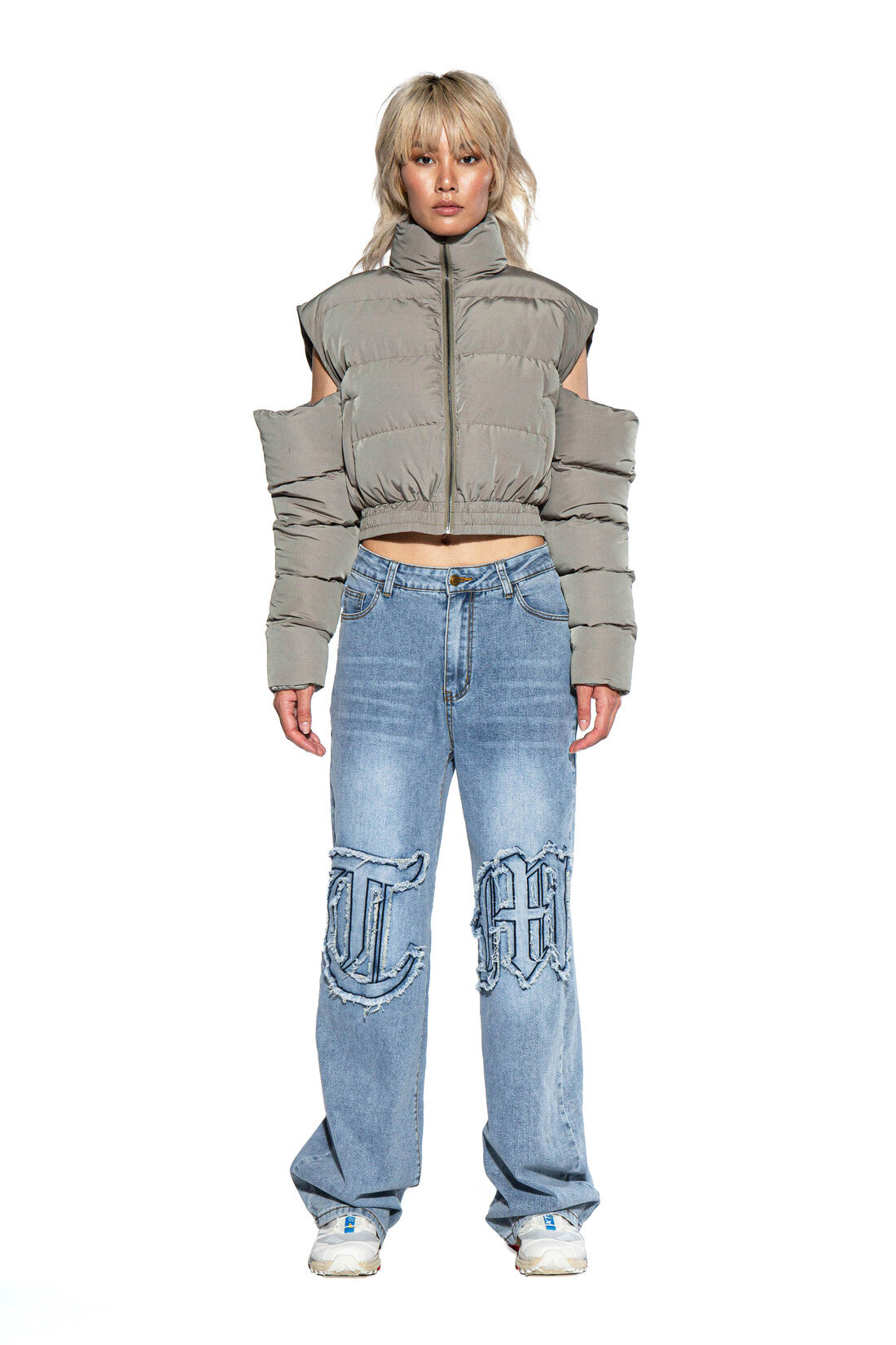 CUT OFF SHOULDER PUFFER JACKET