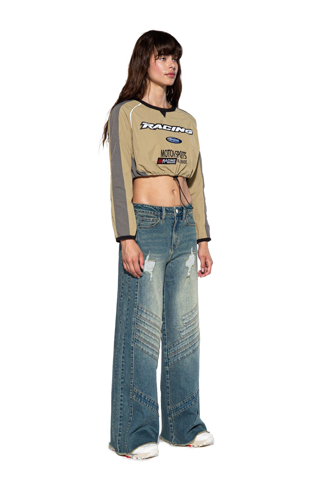 'RACING' SPORT JERSEY CROP TOP