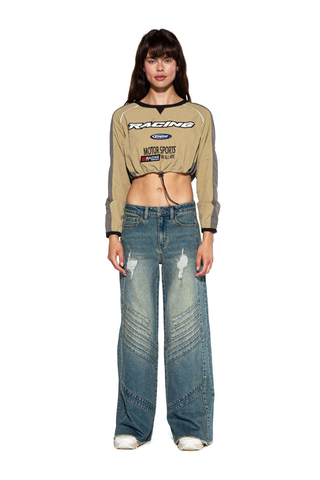 'RACING' SPORT JERSEY CROP TOP