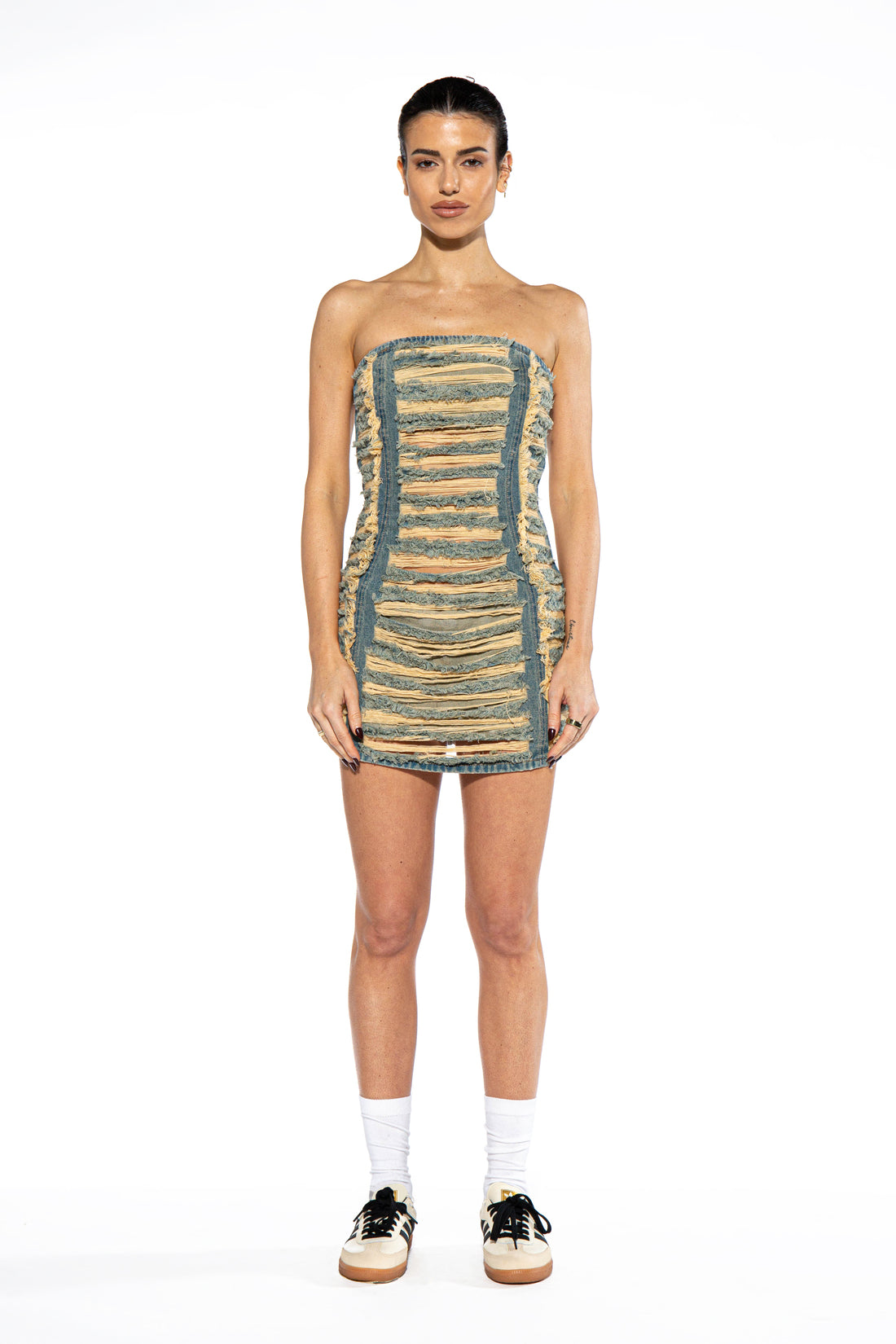 Ripped Fringed Vintage Denim Dress