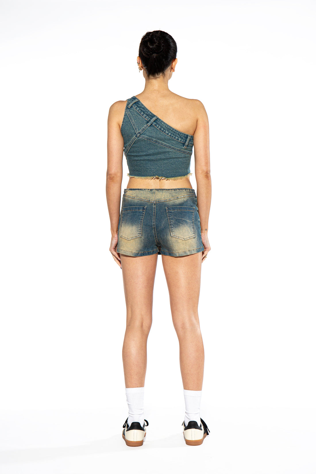 Dark Wash Denim Mini Skort