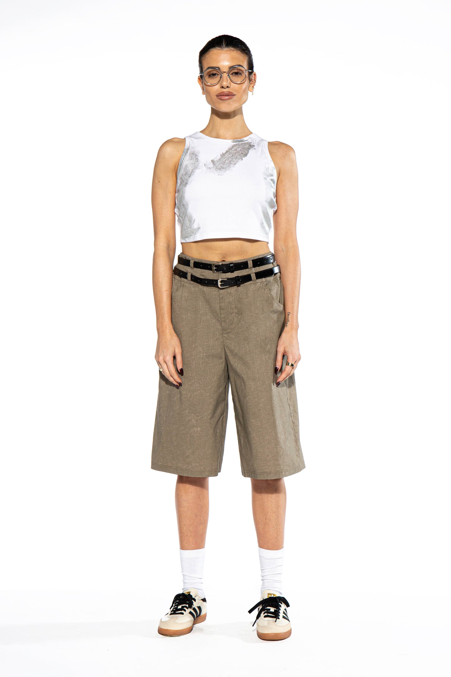 Double Belted Oversize Bermuda Shorts