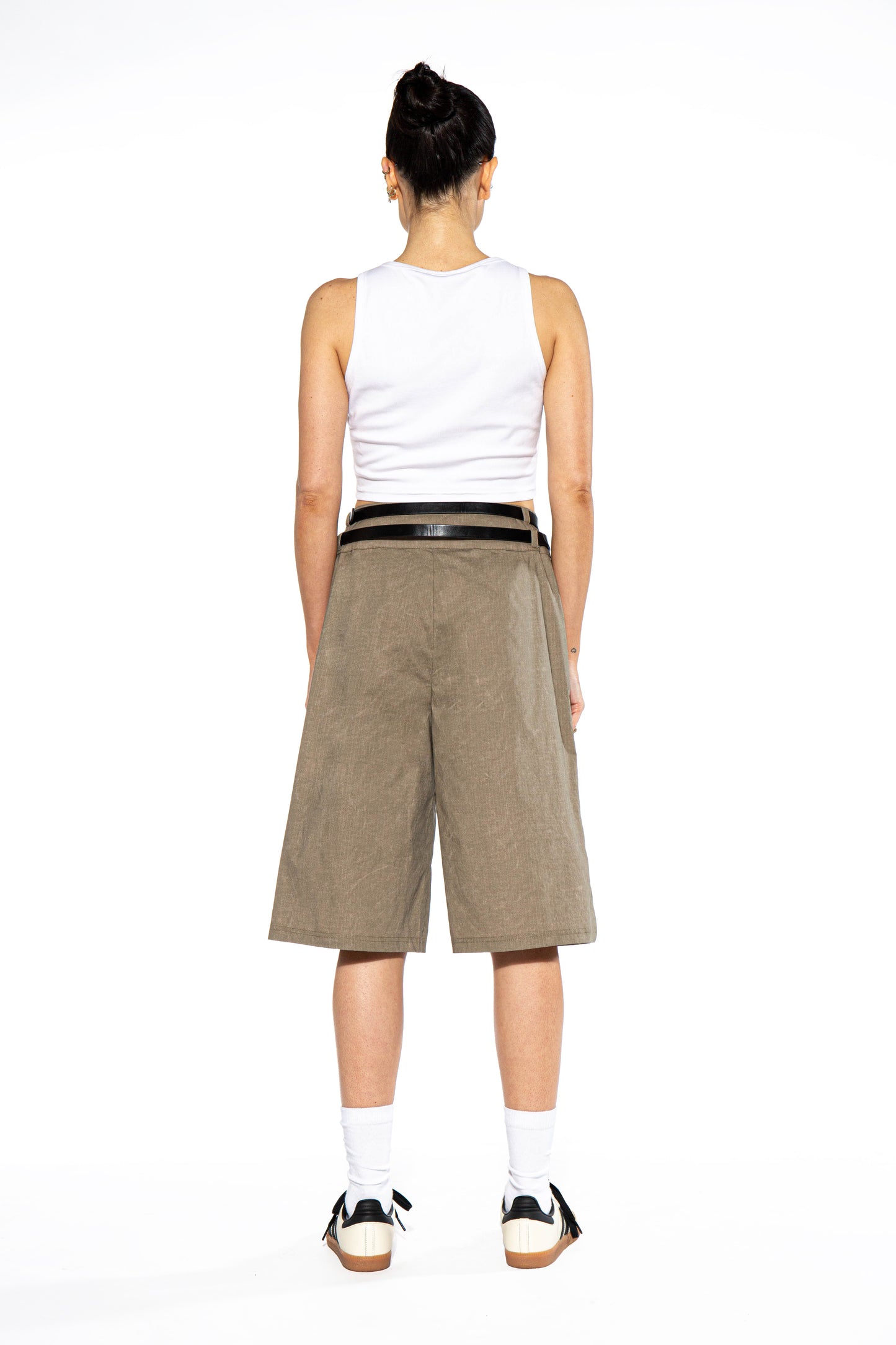 Double Belted Oversize Bermuda Shorts