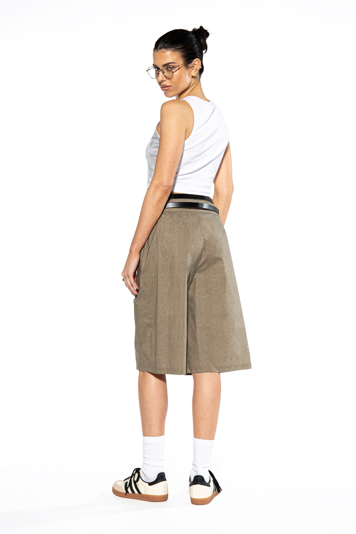 Double Belted Oversize Bermuda Shorts