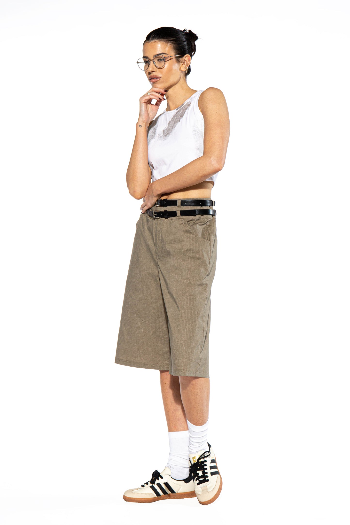 Double Belted Oversize Bermuda Shorts