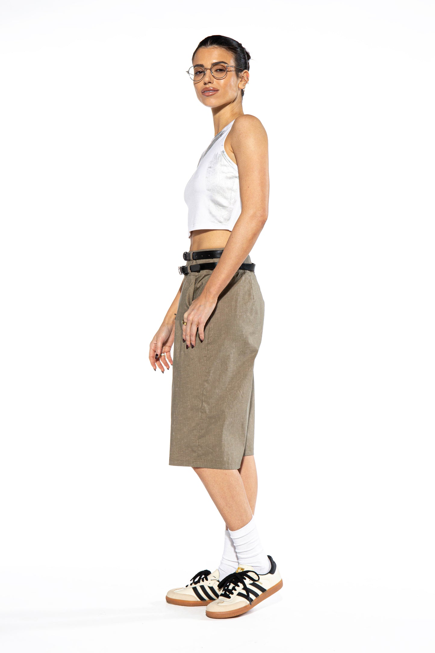 Double Belted Oversize Bermuda Shorts