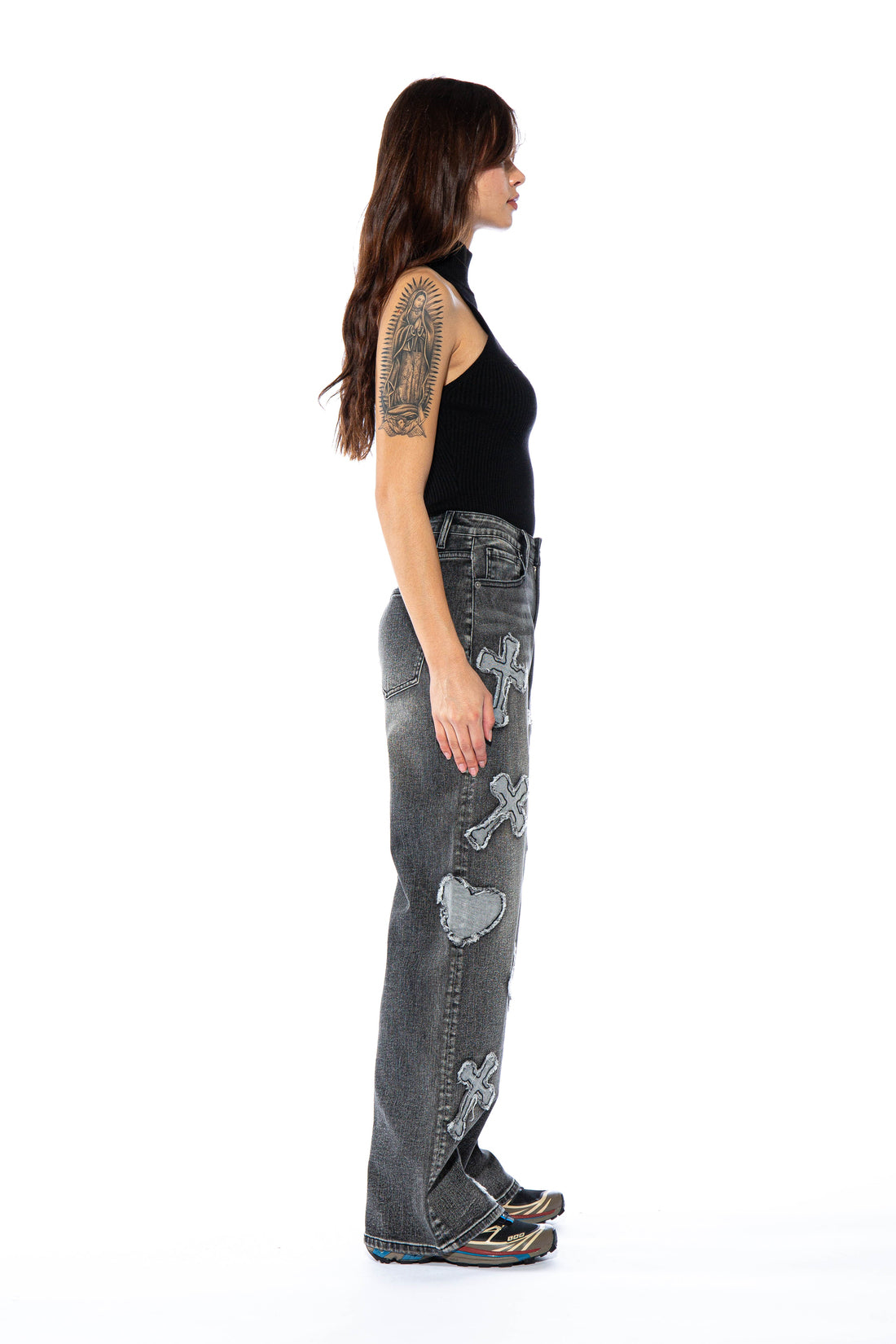 Cross Patch Straight Leg Jean