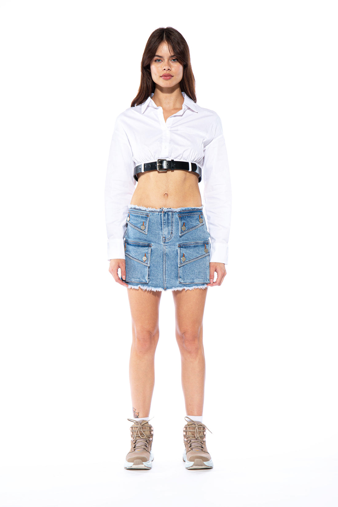 Belted Cropped Shirt