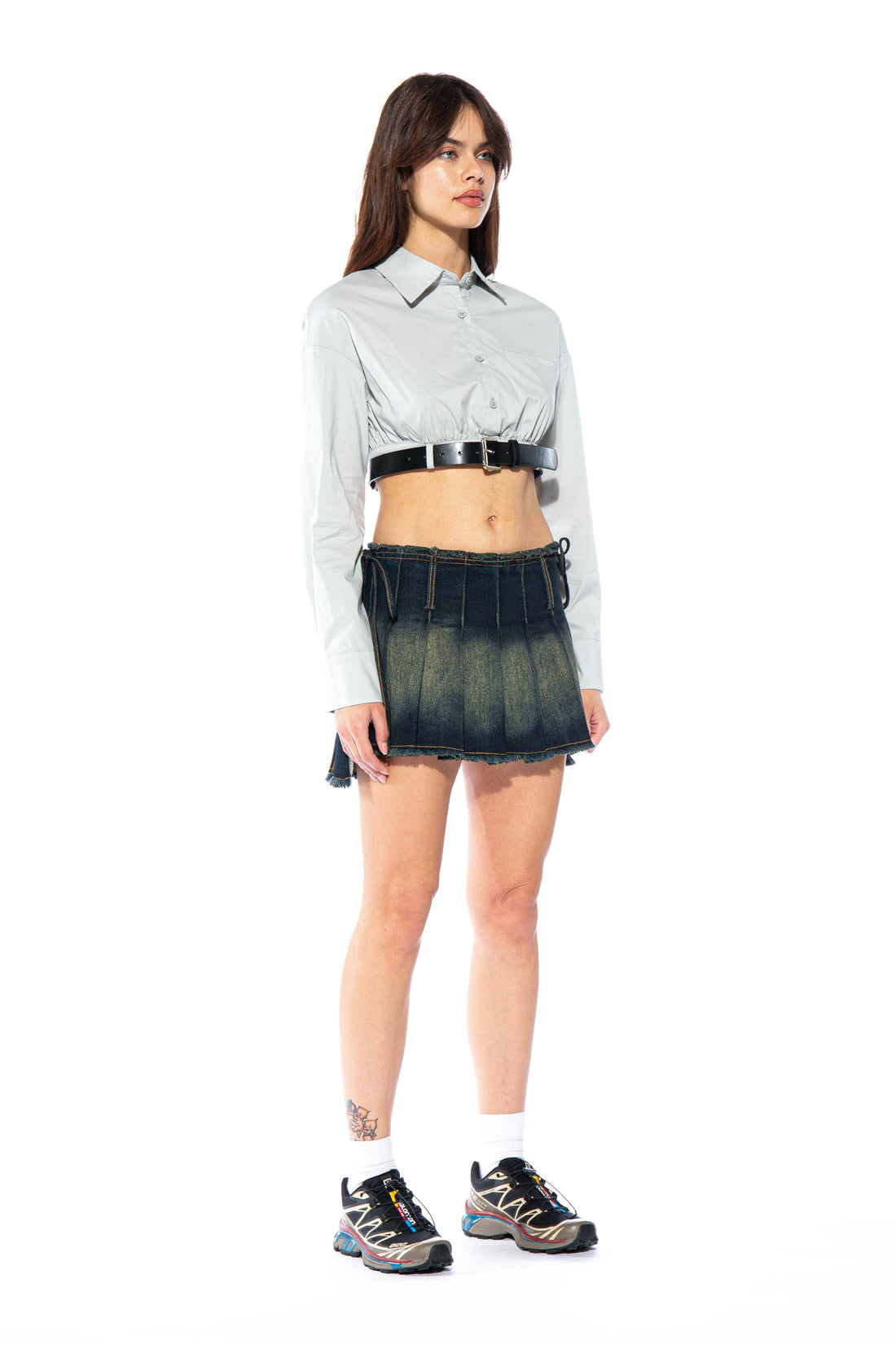 Belted Cropped Shirt