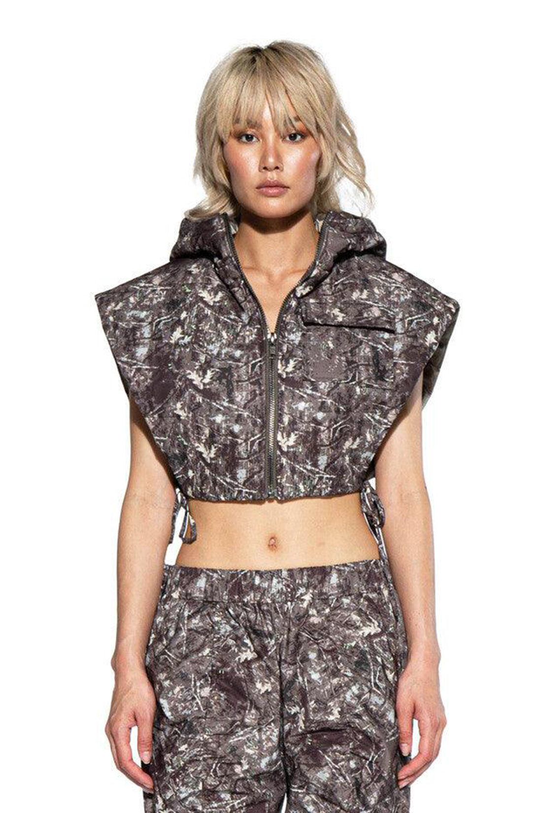 Camoflauge Print Side Open Vest Jacket