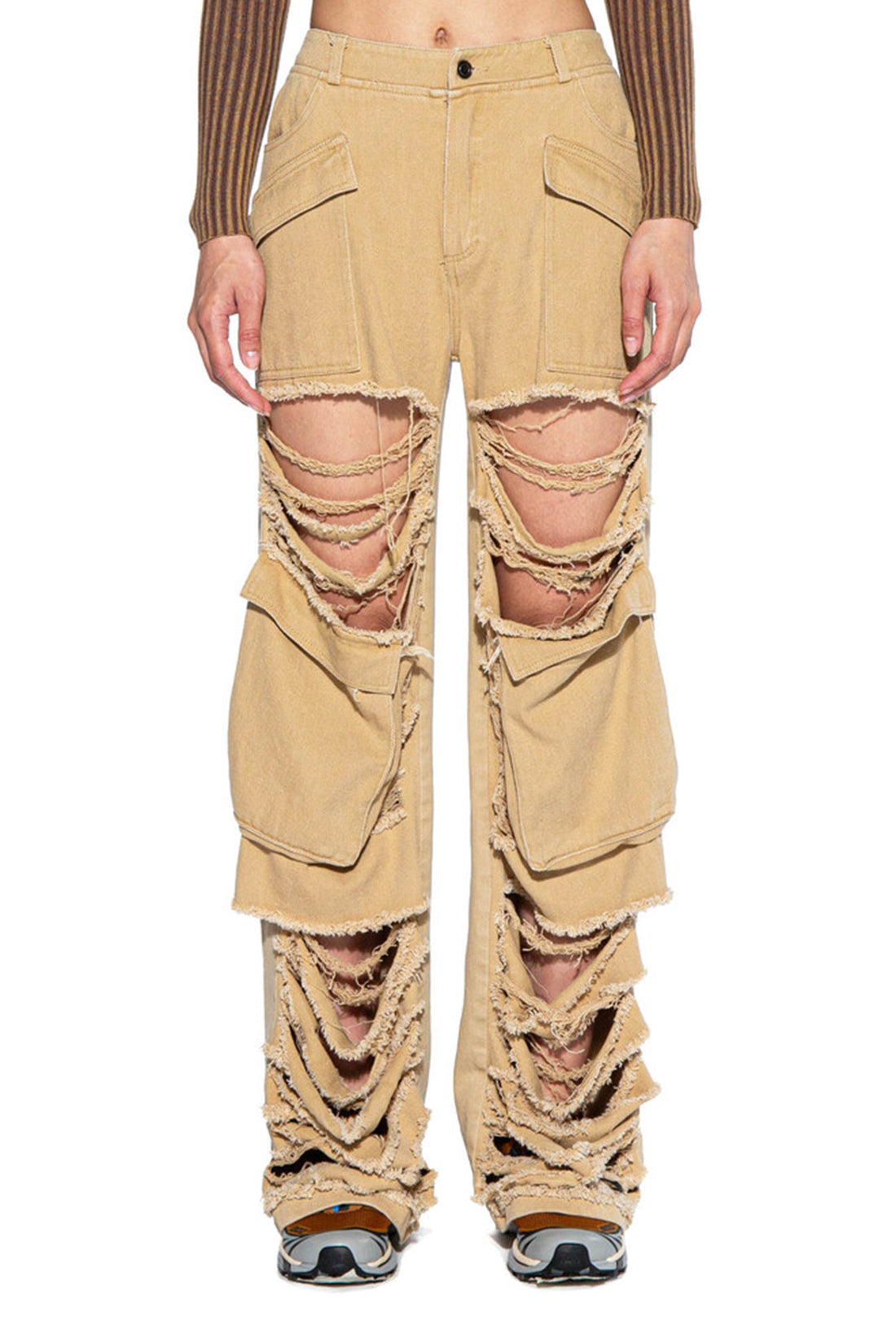 EXTREME CUT FRAYED CARGO PANTS