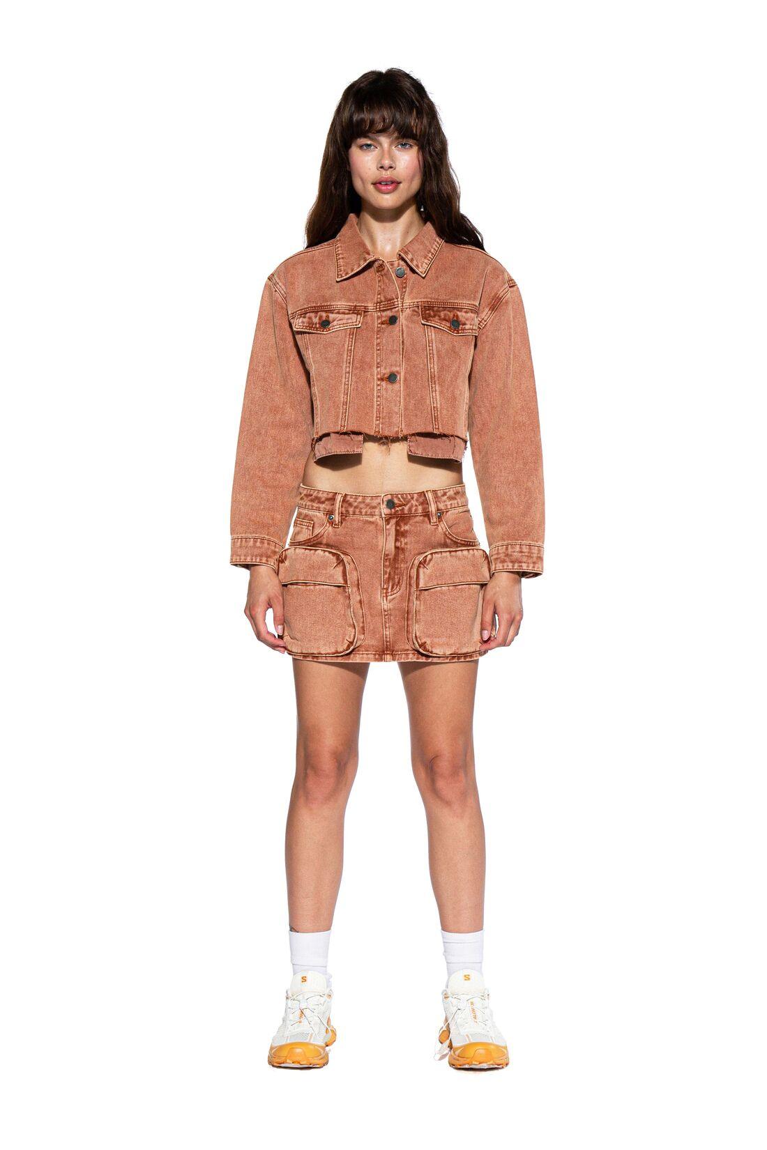 SNOW WASHED TWILL CARGO MINI SKIRT - Afterhour