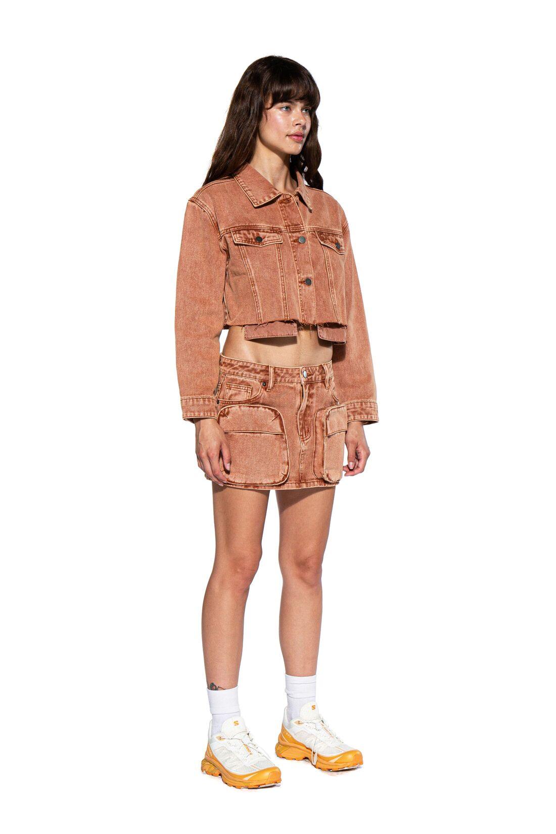 SNOW WASHED TWILL CARGO MINI SKIRT - Afterhour