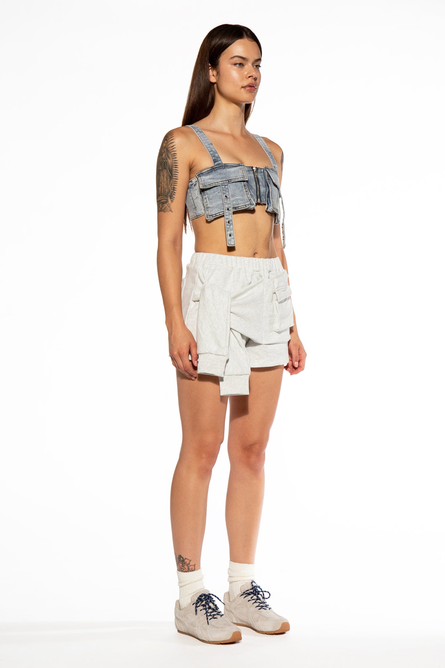 Cargo Pocket Denim Bra Top