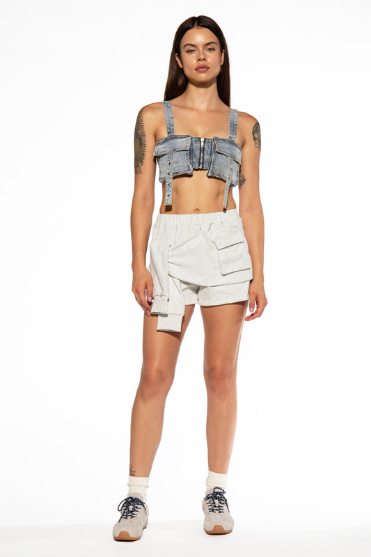 Cargo Pocket Denim Bra Top