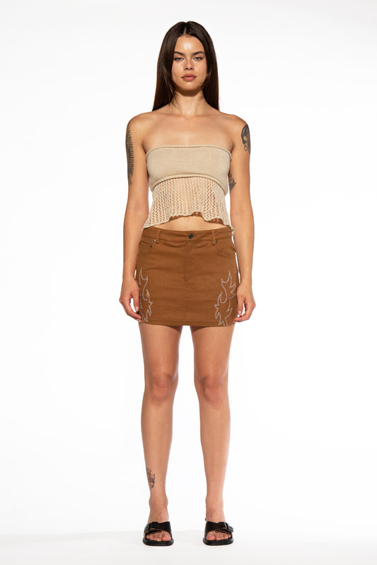 Western Embroidery Mini Skirt