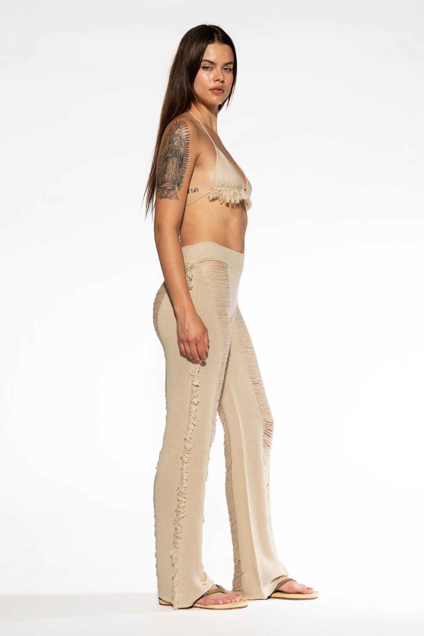 Bikini Top and Ladder Knit Pant Set