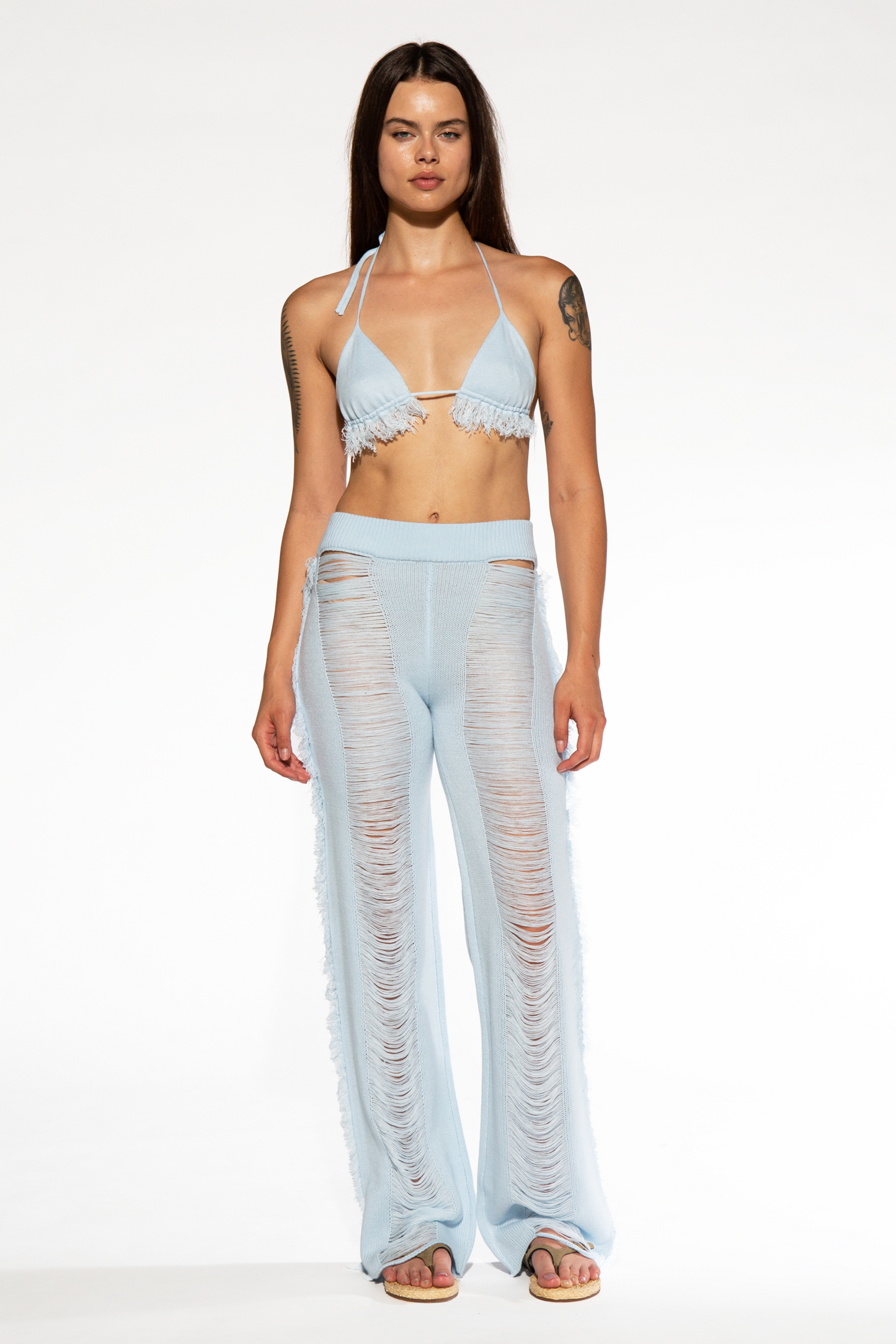 Bikini Top and Ladder Knit Pant Set