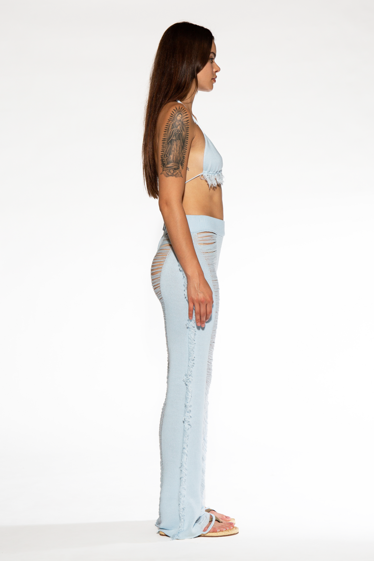 Bikini Top and Ladder Knit Pant Set