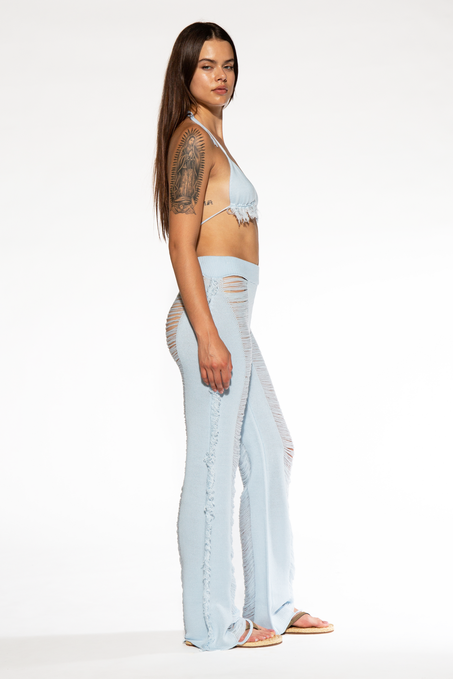 Bikini Top and Ladder Knit Pant Set