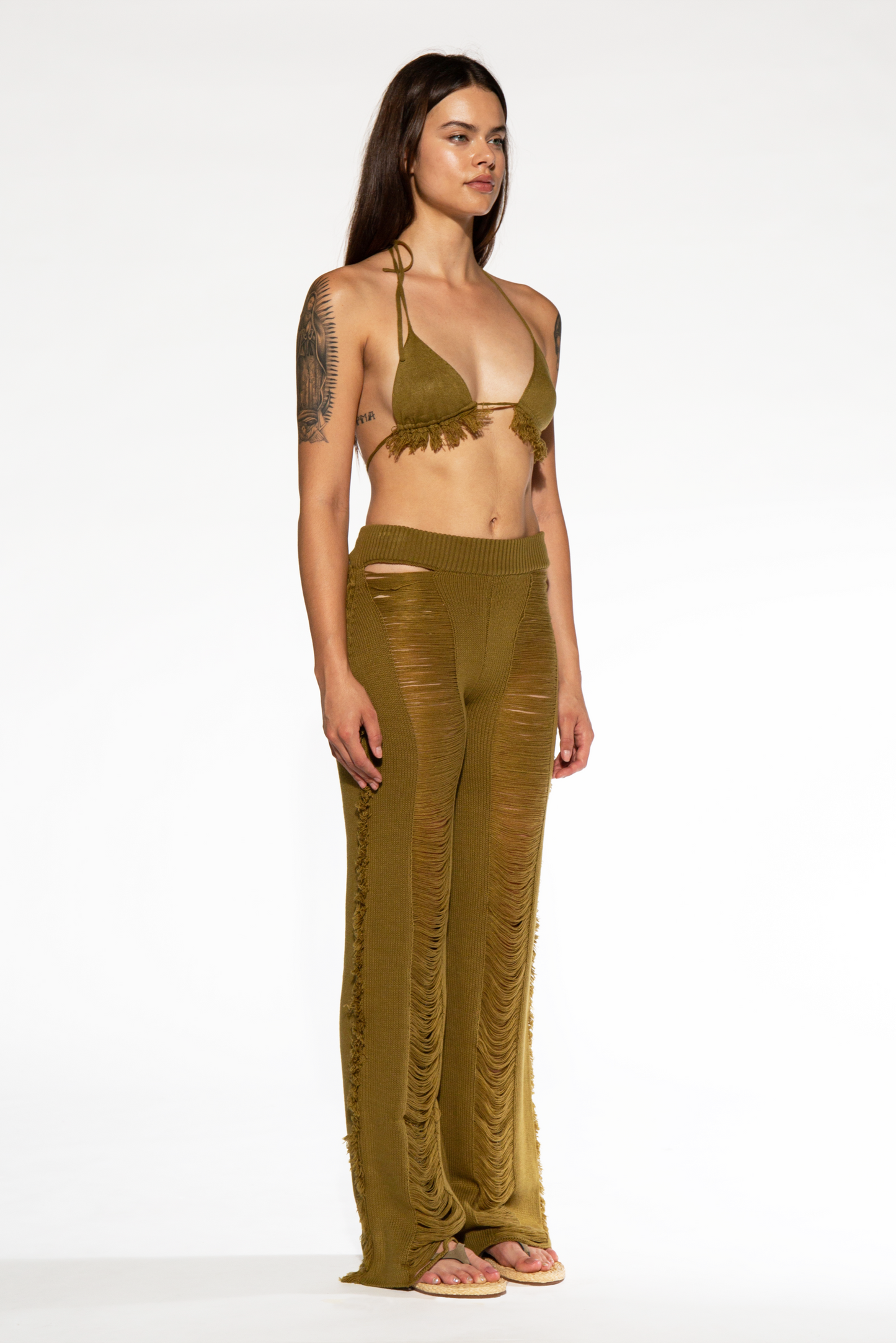 Bikini Top and Ladder Knit Pant Set