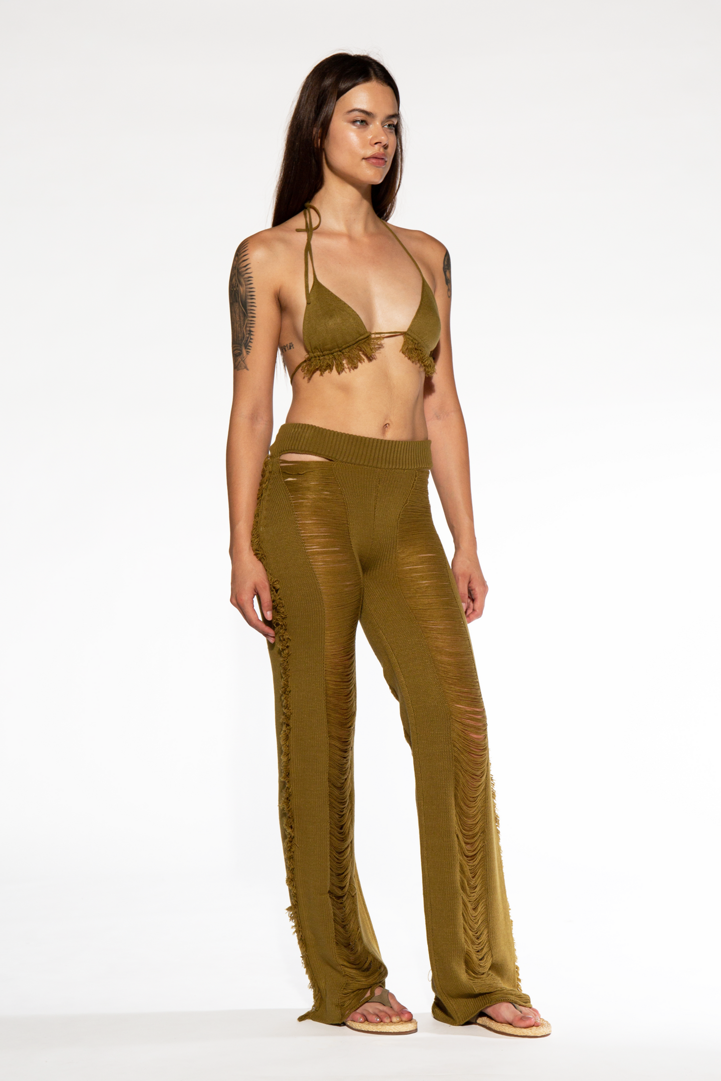 Bikini Top and Ladder Knit Pant Set