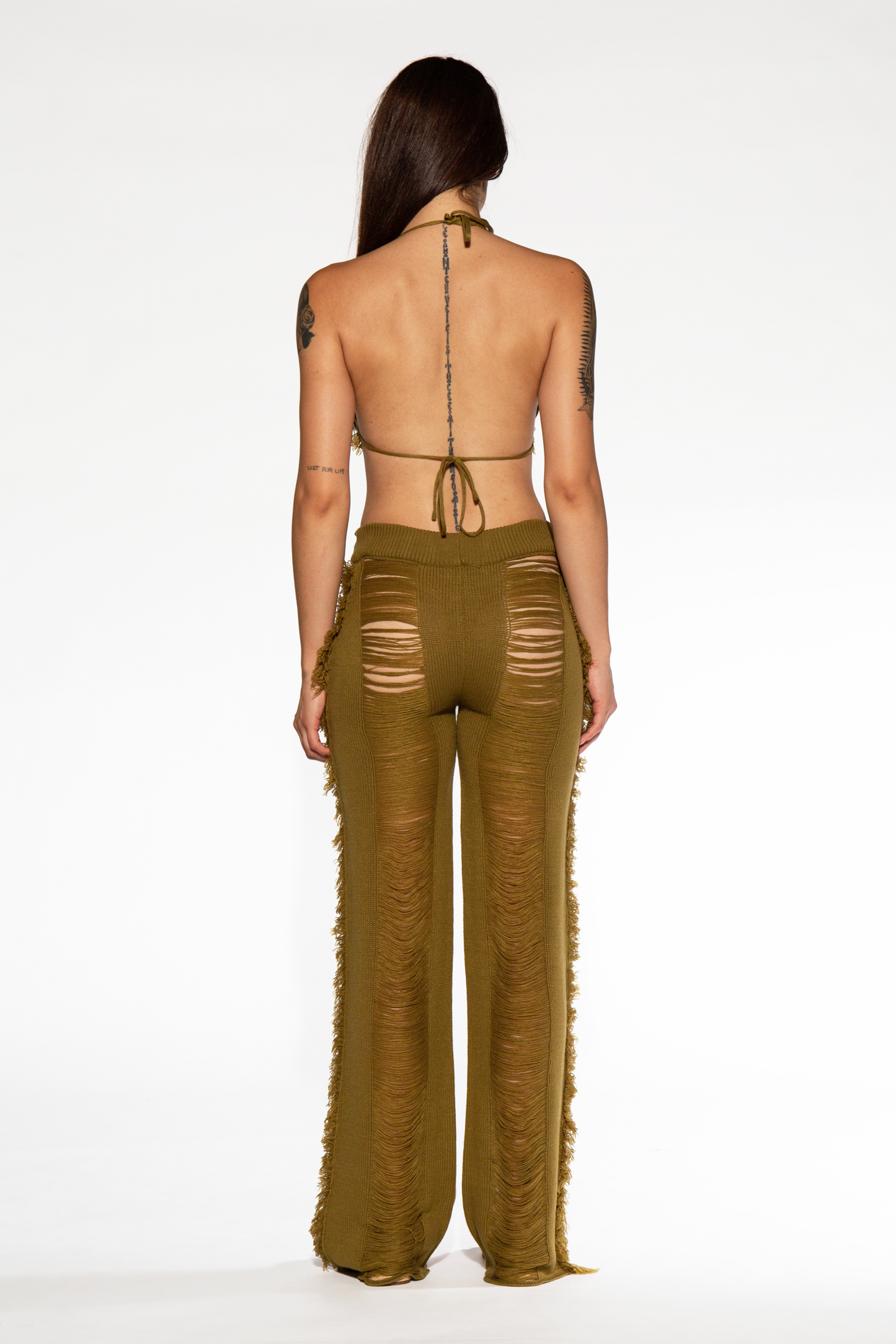 Bikini Top and Ladder Knit Pant Set