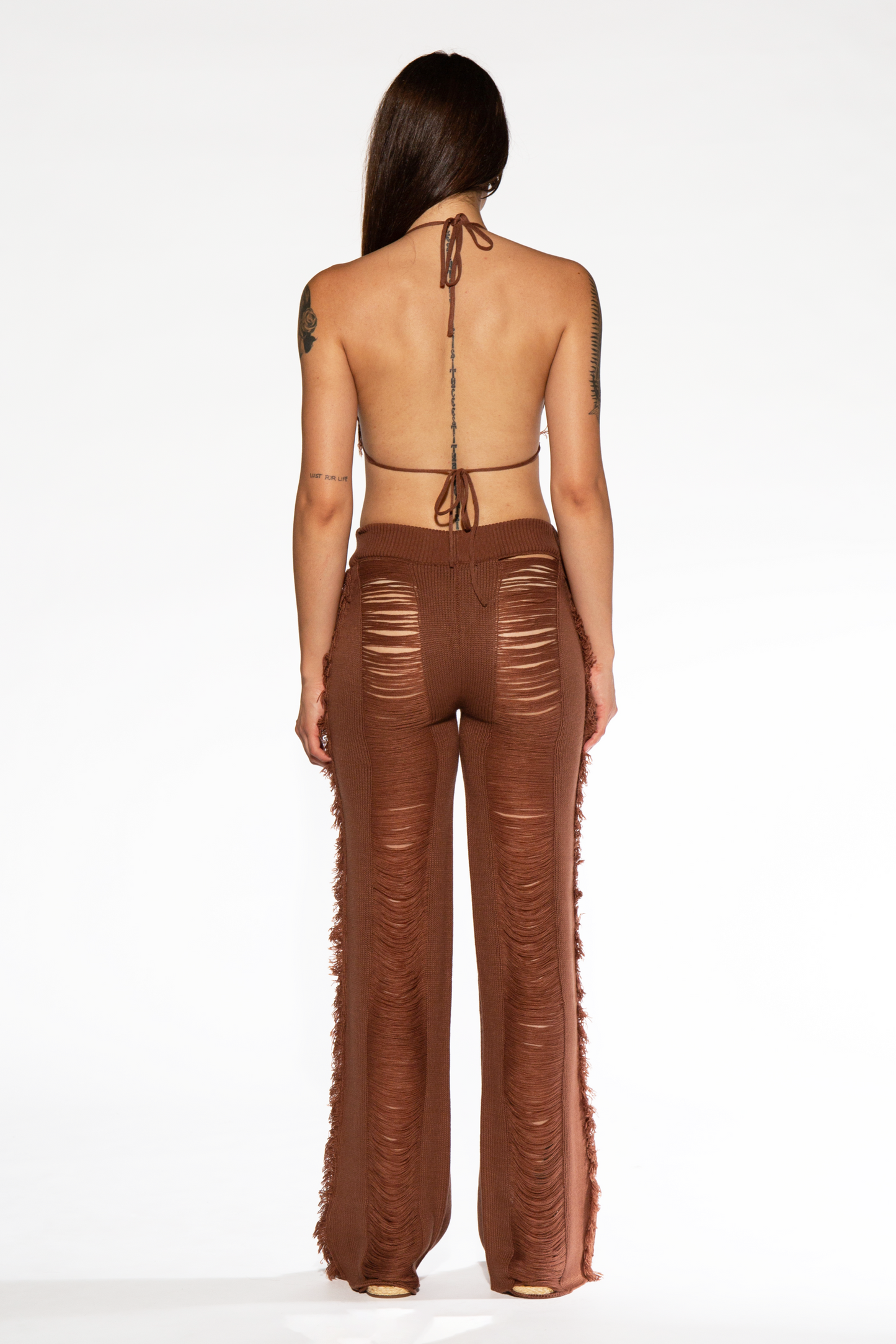 Bikini Top and Ladder Knit Pant Set